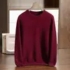Suéter de Cashmere Espesso de Dupla Camada para Homens, Gola Redonda Pulôver, Tricô de Cor Sólida, Suéter Camada Base, Cashmere Amigo da Pele
