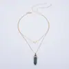 Collar hexagonal de doble capa popular europeo y americano para mujer, collar con colgante de corazón de melocotón dorado, joyería de AliExpress
