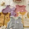 Colete Aconchegante de Pelúcia Gato para Crianças Acariciar Desenho Animado Meninos e Meninas Bebês 26 Outono/Inverno Colete Quente Camada Interna Essencial para Uniforme Escolar Tendência