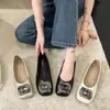 Zapatos de mujer de moda con tacón grueso de strass, estilo de hada, punta cuadrada poco profunda, mocasines versátiles de suela blanda, novedad verano 2026