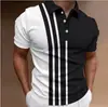 Camisa de manga corta a rayas con bloques de color, moda transfronteriza, cuello de solapa, corte slim, comercio exterior