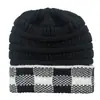 Amazon 2020 Navidad Gorro europeo y americano de lana nueva Amazon popular Cuadrado Tartán Combinación de colores Gorro de punto