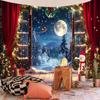Serie navideña transfronteriza de fondo, fiestas europeas y americanas, tela colgante, arte, decoración de pared, tapiz impreso, tapiz navideño