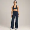 Conjunto de Yoga Transfronterizo de Sensación Desnuda con Hermoso Sujetador Deportivo Halter de Espalda y Pantalones Rectos Sueltos para Correr al Aire Libre y Fitness