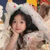 Velo de Cumpleaños para Niña Pasador de Pelo Bola de Color Dopamina Tul Esponjoso Lazo Atmosférico Accesorio para el Cabello Atrezzo para Fotos de Princesa