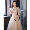 Vestido de Noite Cor de Champanhe para Mulheres, Estilo Banquete de Socialite, Francês de Alta Qualidade para Adultos, Cerimônia, Formatura, Vestido de Princesa, Tipo Fada e Emagrecedor