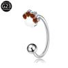 E-Commerce Transfronterizo Nuevo Anillo Labial de Aleación de Titanio 0.9 Rosca Interna Anillo para la Nariz Aretes G23 Garra de Gato con Circonias Incrustadas