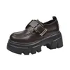 Zapatos de cuero para mujer de diseño único estilo británico, nuevo modelo otoño 2026, versátiles con faldas, mocasines de suela gruesa