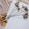Caña de resorte para gatos con mango de madera, varilla larga, alambre de acero elástico, pluma, cascabel, duradera y resistente a la masticación, juguete para gatitos