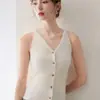 Chaleco Cardigan de Punto Francés Cuello en V Cachemir para Mujer Ropa de Abrigo Otoño/Invierno Top sin Mangas Estilo Capa Camisola de Lana