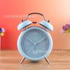 Reloj despertador silencioso de 4 pulgadas, reloj de timbre de metal, estéreo digital creativo con luz nocturna, reloj de mesita de noche para dormitorio de estudiante