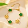 Moda de aço titânio cinco folhas flor pingente shell brincos colar pulseira não se desvanece aço inoxidável dupla face five-folha trevo flor de ameixa