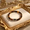 Nueva Joyería Transfronteriza Acero Inoxidable Cierre Magnético Ojo de Tigre Pulsera de Cuentas Piedra Volcánica Pulsera de Piedra Natural Pulsera de Pareja
