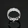 Anillo de Cadena Cubana con Forma de Diamante de Doble Fila de Moissanita Color D Vvs de Venta Caliente Europea y Americana para Hombres y Mujeres, Anillo de Plata S925 de Moda al por Mayor