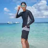 Traje de buceo estilo coreano para hombre de manga larga traje de baño para medusas cuerpo dividido protector solar adelgazante traje de snorkel traje de baño