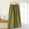 Pantalones de pierna ancha de hilo de algodón a rayas finas para primavera y otoño, pantalones de algodón puro para casa para mujer, pantalones multicolores para ejercicio matutino, pantalones juveniles de talla grande