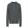Nuevo Estilo Otoño/Invierno 2026 Suéter de Rayas 100% Cachemira Pura Suave Ajustado Medio Botón Superior de 5 Botones