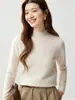 Outono de 2026 Novo Suéter Feminino Gola Alta Meio Tricô Completo em Lã de Cabra Cashmere Manga Longa Camada Base Tricô
