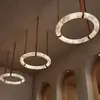 Lámpara de araña para dormitorio estilo crema, diseño minimalista francés, mármol artificial, forma circular creativa, adecuada para dormitorio principal y comedor, lámpara colgante protectora para los ojos 79H hierro