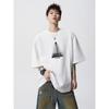 Camiseta de Verano para Hombre de Manga Corta Versátil Estampada High Street Americana Simple de Marca Moderna Holgada Top Casual de Pareja Moderno