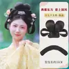 Peluca de Estilo Antiguo, Moño Tradicional Pequeño, Postizo de Cabello Puro, Almohadilla para el Cabello, Maquillaje y Peinado Integrados para Disfraz Antiguo Hanfu, Cabello Corto para Cosplay