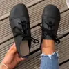 Zapatos planos de cordones retro para mujer en tallas grandes para exportación, cómodos de punta redonda para el campus, mocasines elegantes e informales
