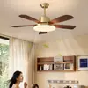 Lámpara de Ventilador Retro Vintage, Lámpara de Ventilador de Techo, Candelabro, Lámpara Inteligente de Frecuencia Variable para Comedor, Madera Maciza, Lámpara para Sala de Estar, Ventilador Eléctrico de Gran Potencia