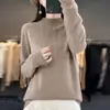 Suéter de punto estilo francés con cuello alto medio y adornos de pedrería, para mujer, otoño e invierno, suave y cálido, de manga larga, capa base, elegante jersey para llevar debajo