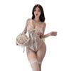 Body de Encaje Sexy Talla Grande con Abertura en la Entrepierna para Mujer, Lencería Caliente Erótica Apasionada que No se Quita, Ropa de Noche Transparente con Escote Profundo que No se Quita