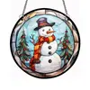 Colgante Acrílico Navideño para Ventana Muñeco de Nieve Reno Trampa de Luz Decoración de Pared de Galería con Cadena de Hierro