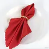 Tela de servilleta de color liso con borde ondulado, tacto de algodón, para mesa de hotel, decoración de fiesta de Navidad, Halloween, roja, verde