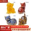 Grava de Cristal Natural Resina de Goteo Gato Acostado Soporte para Gato Gato Durmiendo Decoración del Hogar Gato Lúcido Adornos para Coche