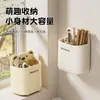 Lindo portapalillos de pared con forma de oso, sin taladro, caja organizadora de utensilios de cocina con drenaje de agua y compartimentos para cucharas y palillos