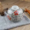Cuenco de Cerámica Estilo Japonés de 4.5 pulgadas con Tapa, Cuenco para Huevo al Vapor, Cuenco para Sopa, Olla para Estofado, Cuenco para Gachas, Cuenco Pequeño, Vajilla Especializada Jingdezhen