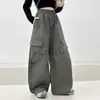 Pantalones de primavera y otoño para niños y niñas 2026, pantalones cargo casuales elegantes de estilo coreano para niños mayores, pantalones de pierna ancha de moda