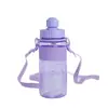 Taza de Agua de Plástico con Paja y Correa Impresa de Moda Sellada a Prueba de Fugas Taza de Agua para Estudiantes Portátil Taza de Agua para Fitness al Aire Libre