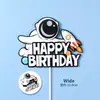 Decoração de Bolo Foguete Espacial Astronautas Viagem Espacial Sonho Enfeites Cartão de Inserção Dia dos Meninos Sobremesa Fantasia