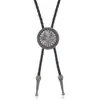 Corbata de bolo con forma de cabeza de guitarra vintage para hombre, cordón tejido estilo vaquero occidental con accesorio de colgante metálico
