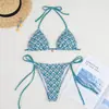 2026 Nuevo Bikini de Comercio Exterior Europeo con Estampado, Copas Triangulares, Atado, Secado Rápido, Sexy, Traje de Baño de Bikini de Dos Piezas para Mujer