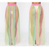 2021 Nuevo Verano Europeo y Americano Largo Correa Inferior Transparente Sexy Falda de Playa Blusa Falda Casual para Vacaciones