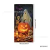 Tela colgante decorativa de puerta de Halloween transfronteriza Feliz Halloween bruja fantasma calabaza tela de fondo para fotos