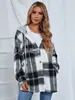 Em Estoque Comércio Exterior Outono e Inverno Transfronteiriço Amazon Estilo Ol Elegante Gola Lapela Cardigan Solto Feminino Xadrez Lã Casaco