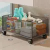 Estante de almacenamiento debajo del mueble del baño, organizador de piso para el baño, estante junto a la lavadora, carrito de almacenamiento para detergente de lavandería