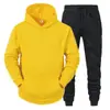 Sudadera unisex para pareja europea y americana 2023, color liso, conjunto de sudadera con capucha de forro polar para otoño e invierno