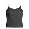 Camisola de Renda com Laço e Bojo para Mulheres, Novo Top Outerwear Slim Fit Sem Mangas de Verão
