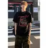 Camiseta de Verano Pesada Estilo Americano de Moda Retro, Algodón Puro High-Street de Manga Corta para Hombre, Top Holgado de Media Manga