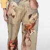 Amazon Moda Calle Estilo Europeo y Americano Pantalones Largos Sueltos de Cintura Media-Baja Jeans con Estampado de Oso Graffiti para Mujer Ins