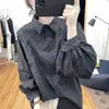Camisa de manga larga abullonada para mujer, moda coreana de primavera nuevo estilo, top holgado que rejuvenece, camisa básica, blusa