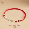 Pulsera de Nudo de Bambú de Plata S925 de Buena Suerte Pulsera de Hilo Rojo Regalo para Examen de Estudiante Directo del Fabricante