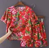 Bata con estampado floral del noreste para fiestas de cumpleaños, damas de honor celebridad de internet, pijamas de mejores amigas, atuendos de actuación para hermanas